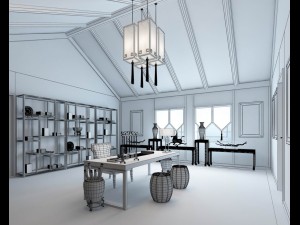 family - office - study room -0130 3D Model