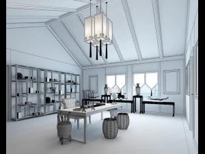 family - office - study room -0130 3D Model