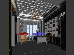 family - office - study room -0131 Modelo 3D