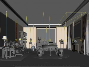 family - office - study room -0133 3D Model