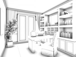 family - office - study room -0134 3D Model