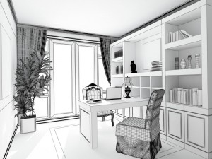 family - office - study room -0134 3D Model
