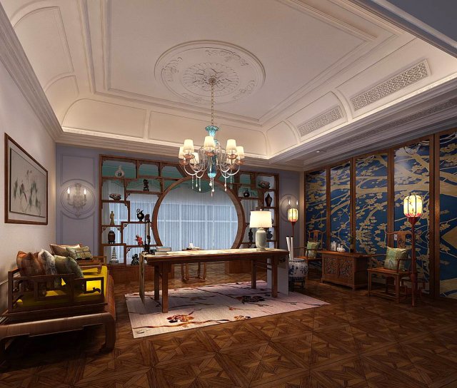 family - office - study room -0135 Modelo 3D .c4d .max .obj .3ds .fbx .stl .blend 