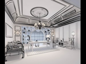 family - office - study room -0135 Modelo 3D