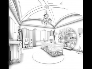 family - office - study room -0136 3D Model