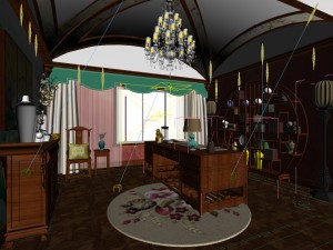family - office - study room -0136 3D Model