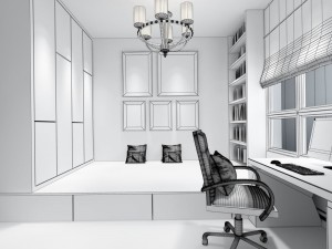 family - office - study room -0137 3D Model