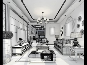 family - office - study room -0137 3D Model