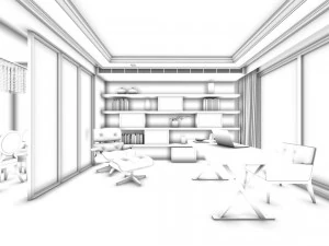 family - office - study room -0139 3D Model
