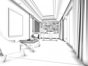 family - office - study room -0140 Model 3D