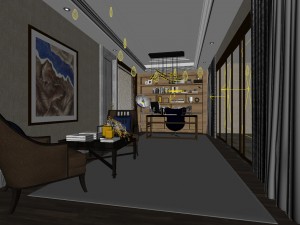 family - office - study room -0140 Model 3D