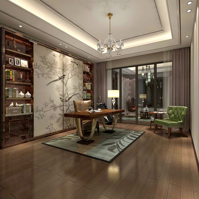 family - office - study room -0141 Modèle 3D .c4d .max .obj .3ds .fbx .stl .blend 