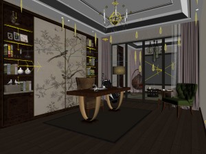 family - office - study room -0141 Modèle 3D