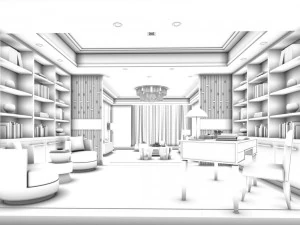 family - office - study room -0142 3D Model