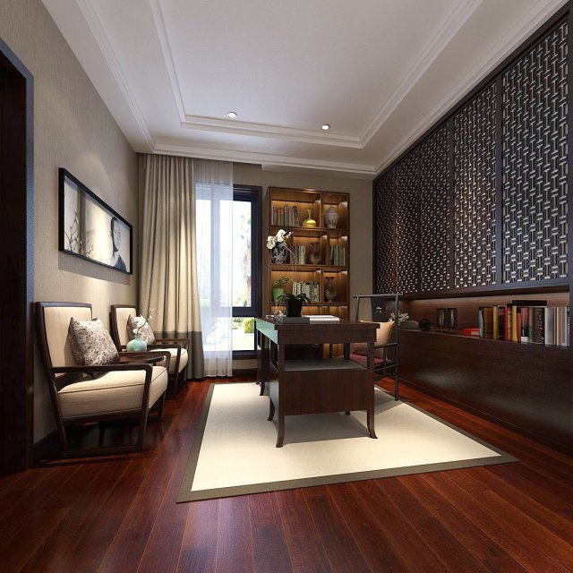 family - office - study room -0144 3D 모델 .c4d .max .obj .3ds .fbx .stl .blend