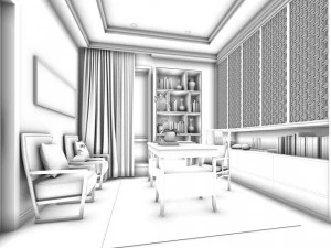 family - office - study room -0144 3D Model