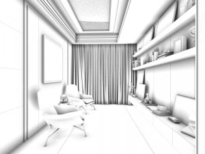 family - office - study room -0145 3D Model