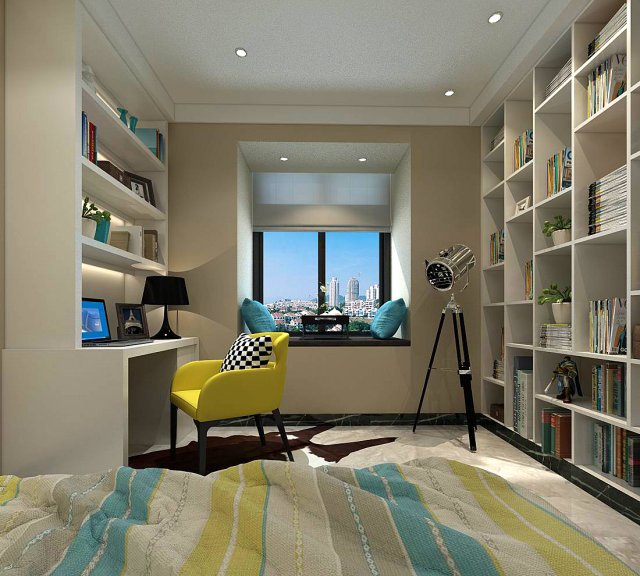 family - office - study room -0147 Modèle 3D .c4d .max .obj .3ds .fbx .stl .blend 