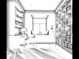 family - office - study room -0147 Modèle 3D