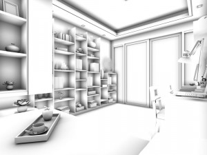 family - office - study room -0148 Modello 3D