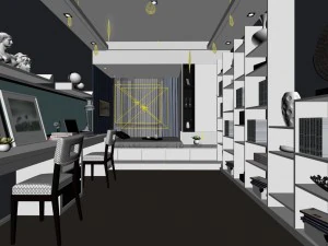 family - office - study room -0148 3D Model