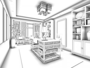 family - office - study room -0150 Modèle 3D