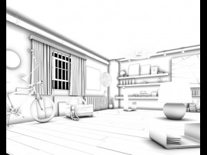 family - office - study room -0153 3D Model