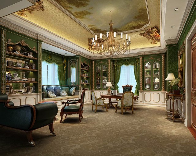 family - office - study room -0154 Modelo 3D .c4d .max .obj .3ds .fbx .stl .blend 