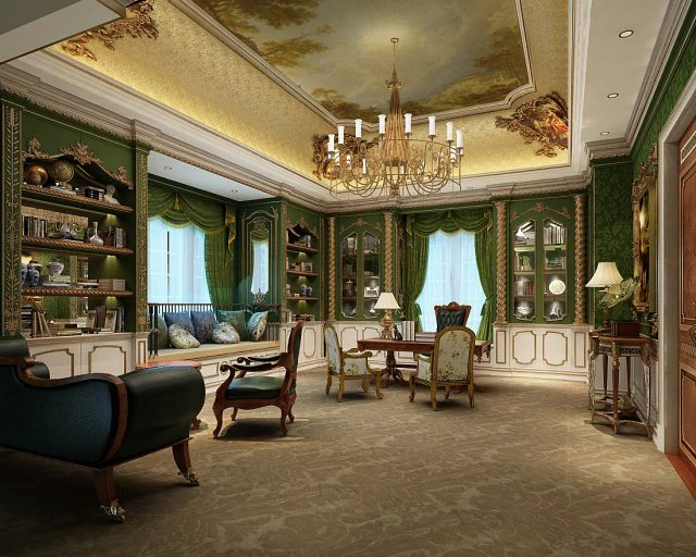 family - office - study room -0154 3D Model .c4d .max .obj .3ds .fbx .stl .blend