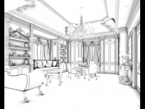 family - office - study room -0154 Modelo 3D