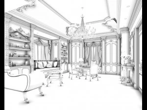 family - office - study room -0154 3D Model