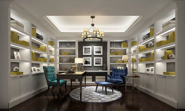 family - office - study room -0158 3D-Modell .c4d .max .obj .3ds .fbx .stl .blend 