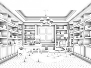 family - office - study room -0158 3D-Modell