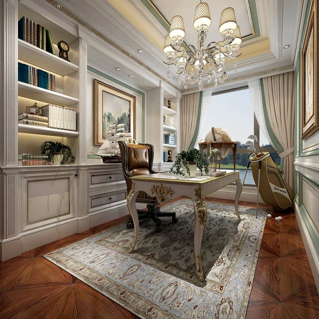 family - office - study room -0159 Modèle 3D .c4d .max .obj .3ds .fbx .stl .blend 