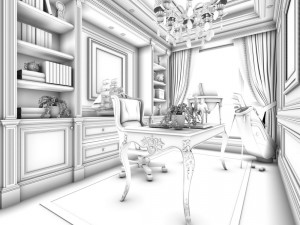 family - office - study room -0159 Modèle 3D
