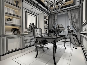 family - office - study room -0159 Modèle 3D