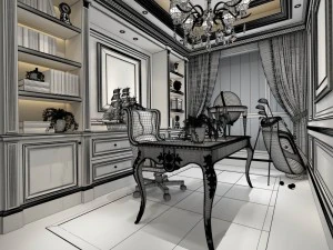 family - office - study room -0159 3D Model