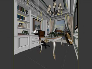 family - office - study room -0159 Modèle 3D
