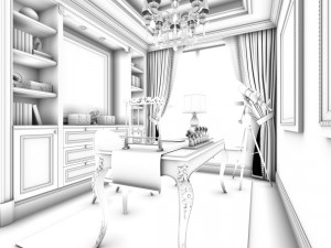 family - office - study room -0160 Modèle 3D