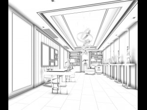 family - office - study room -0162 Model 3D