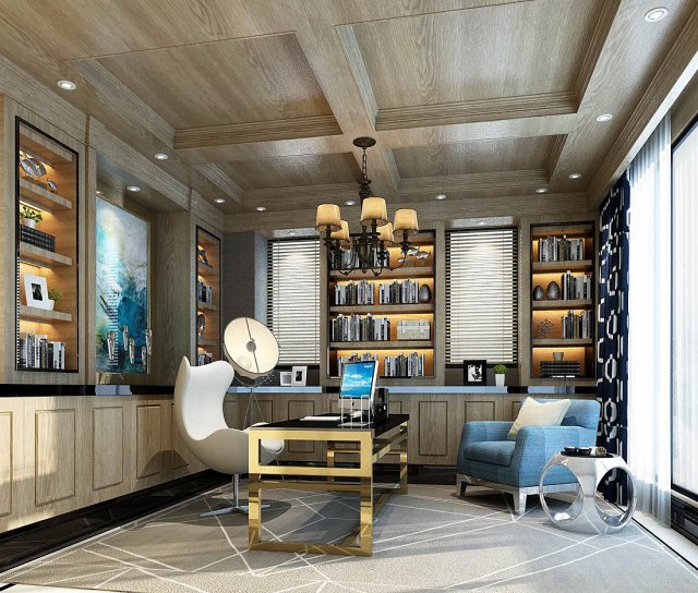 family - office - study room -0164 3D मॉडल .c4d .max .obj .3ds .fbx .stl .blend 