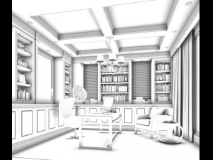 family - office - study room -0164 3D Model