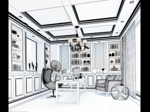 family - office - study room -0164 3D Model