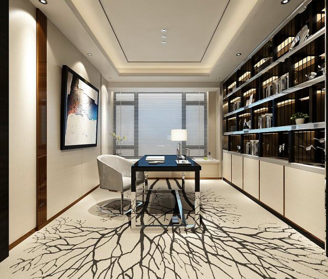 family - office - study room -0166 3D 模型 .c4d .max .obj .3ds .fbx .stl .blend 