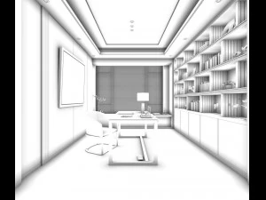 family - office - study room -0166 3D Model
