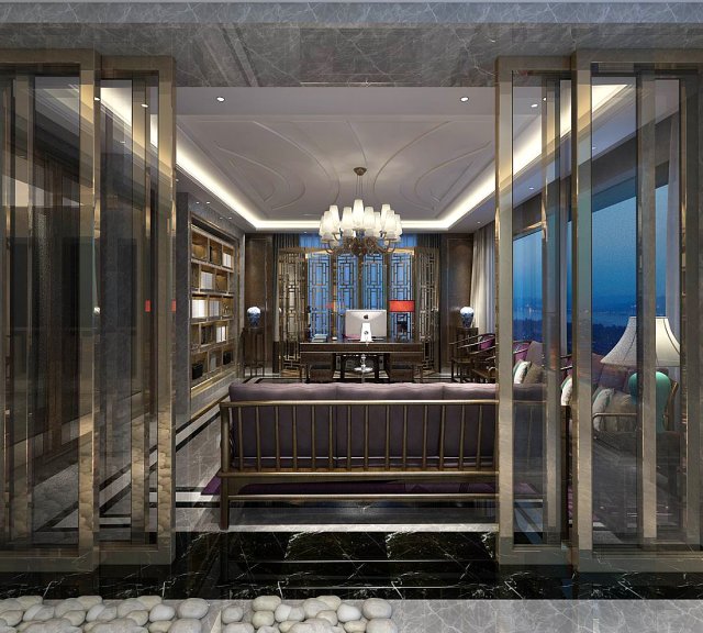 family - office - study room -0168 Model 3D .c4d .max .obj .3ds .fbx .stl .blend 