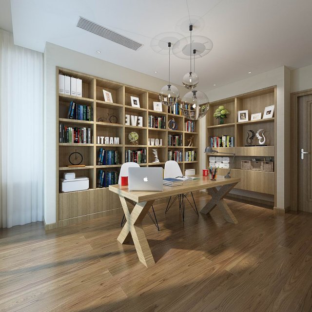 family - office - study room -0169 3D 모델 .c4d .max .obj .3ds .fbx .stl .blend