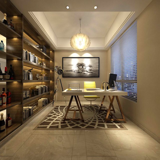 family - office - study room -0170 Modello 3D .c4d .max .obj .3ds .fbx .stl .blend 