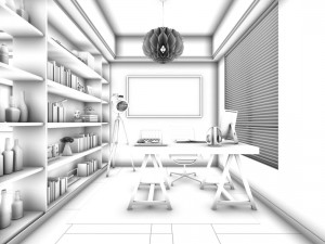 family - office - study room -0170 Modello 3D