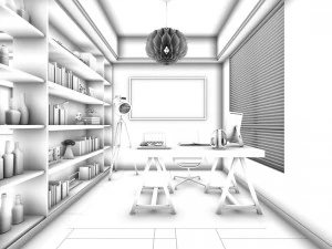 family - office - study room -0170 3D Model